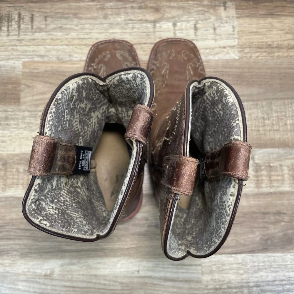Smoky Mountain Kids Brown Leather Floral Embroidered Western Boots 3845C Size 3R
